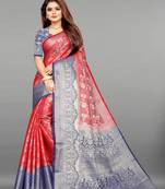 Red woven art silk sarees saree with blouse