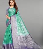 Light sea green woven art silk sarees saree with blouse