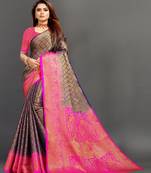 Navy blue woven art silk sarees saree with blouse