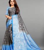 Black woven art silk sarees saree with blouse