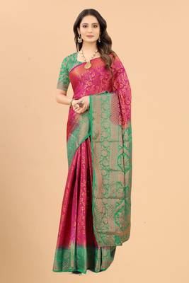 Purple woven art silk sarees saree with blouse 1