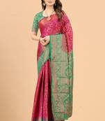 Purple woven art silk sarees saree with blouse
