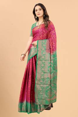 Purple woven art silk sarees saree with blouse 2