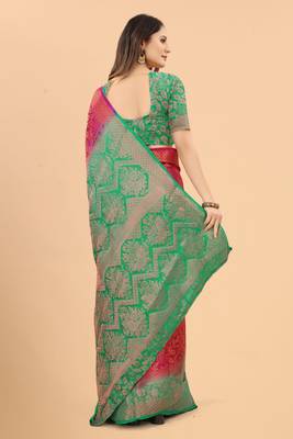 Purple woven art silk sarees saree with blouse 4