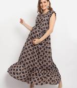 Moms Maternity Women's Maternity Rayon Geometric Print Black Maxi Dress