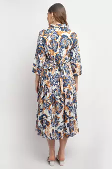 Moms Maternity Women's Maternity Rayon Floral Print Blue Midi Dress