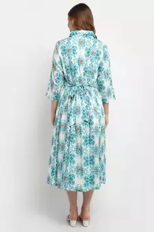 Moms Maternity Women's Maternity Rayon Floral Print Green Midi Dress