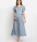 Moms Maternity Women's Maternity Rayon Floral Print MultiColor Midi Dress