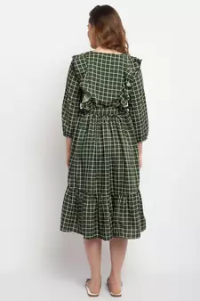Moms Maternity Women's Maternity Crepe Striped Print Olive Midi Dress