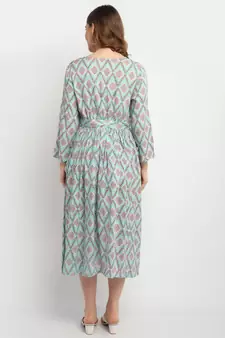 Moms Maternity Women's Maternity Rayon Floral Print Green Midi Dress