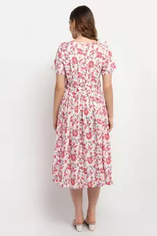 Moms Maternity Women's Maternity Rayon Floral Print Red Midi Dress