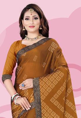 Mustrad Printed Rangoli Silk Saree With Blouse Piece 2