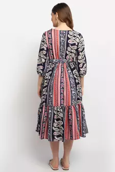 Moms Maternity Women's Maternity Crepe Floral Print Multi Color Midi Dress