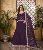 Purple embroidered georgette salwar