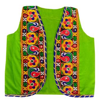 Aglare emdroydred Koti,jecket for Girlsor garba,navratri gujarat,kuctch.Bundi jecket Green 1