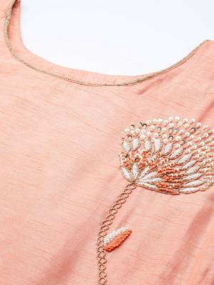 Peach hand woven chanderi ethnic-kurtis 4