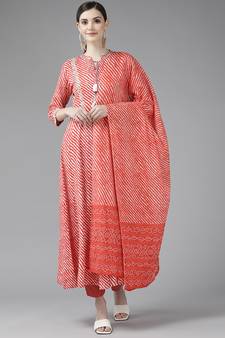 Red printed rayon ethnic-kurtis