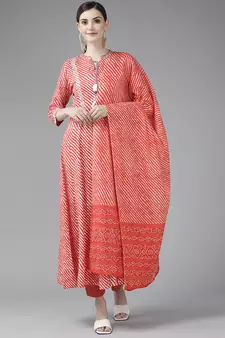 Red printed rayon ethnic-kurtis