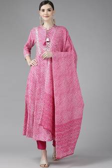 Pink printed rayon ethnic-kurtis