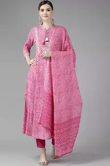Pink printed rayon ethnic-kurtis