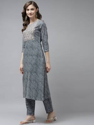 Grey printed cotton ethnic-kurtis 2
