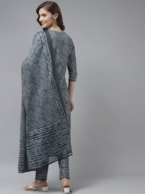 Grey printed cotton ethnic-kurtis 3