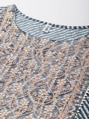 Grey printed cotton ethnic-kurtis 4