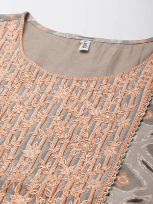 Beige printed art silk ethnic-kurtis 4