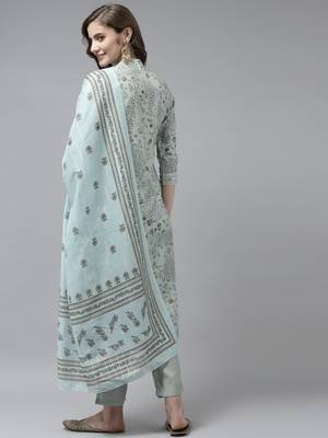 Blue printed art silk ethnic-kurtis 3