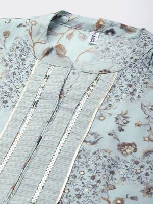 Blue printed art silk ethnic-kurtis 4