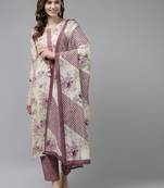 Beige printed art silk ethnic-kurtis