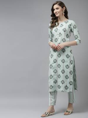 Green printed cotton ethnic-kurtis 2