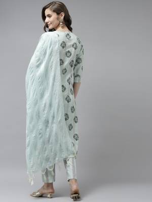 Green printed cotton ethnic-kurtis 3