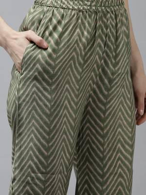 Olive printed art silk ethnic-kurtis 5