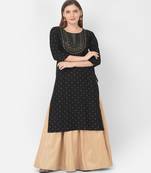 Span Black Embroidered Straight Kurta