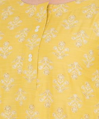 Span Yellow Printed A-line Kurta 5