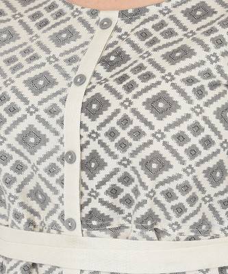Span Off White Printed A-line Kurta 5