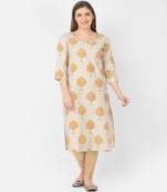 Span Off White Embroidered Straight Kurta