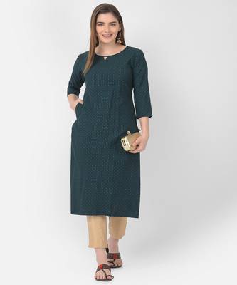Span Green Printed Straight Kurta 1