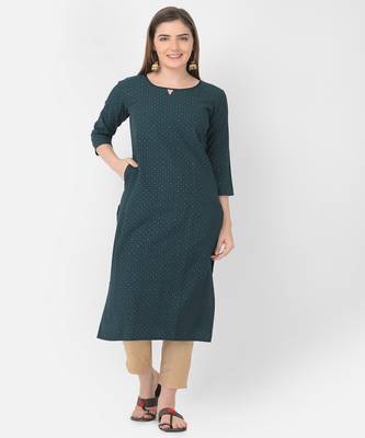 Span Green Printed Straight Kurta 2