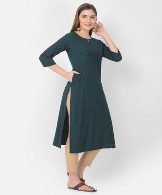 Span Green Printed Straight Kurta 3