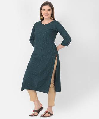 Span Green Printed Straight Kurta 4