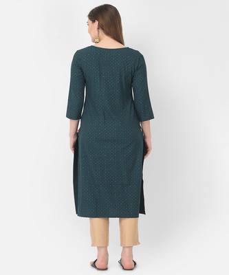 Span Green Printed Straight Kurta 5