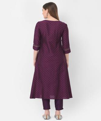 Span Purple Embroidered A-line Kurta 5