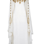 Sale !! Moroccan Islamic Off White Kaftan Beach Fancy Modern Floor Length Bell Sleeve For Women Dress