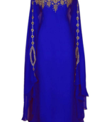 Sale !! Moroccan Islamic Blue Kaftan Beach Fancy Modern Floor Length Bell Sleeve For Women Dress