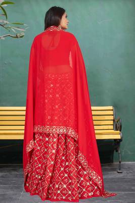 Fabulous Georgette Red Embroidery Sequence Bridal Lehenga Choli 5