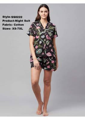 Beautiful Women   s Cotton Printed Stylish Night Suit Set 1
