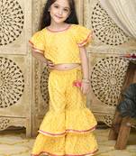 Yellow and Gold sharara Top with yellow lace detailing