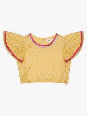 Yellow and Gold sharara Top with yellow lace detailing 6